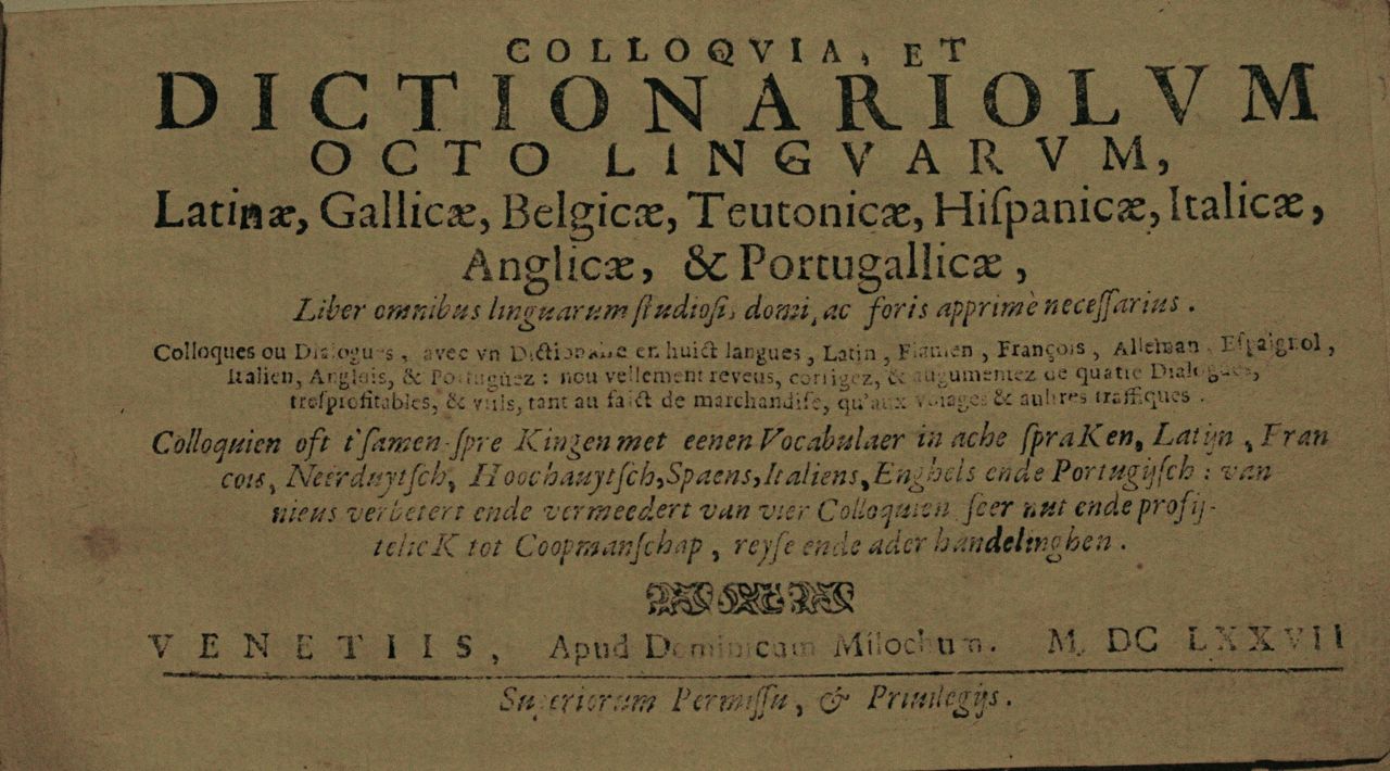 Opengeslagen editie van de Colloquia, et dictionariolum